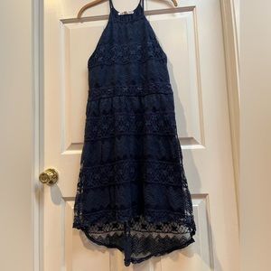 JOLT Hi-Lo Lace Navy Blue Dress Size Juniors Large.